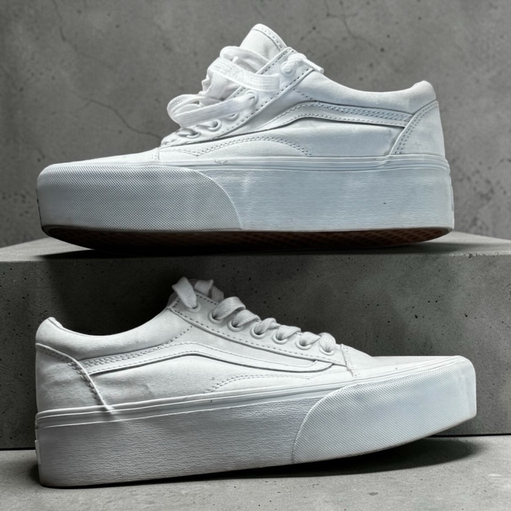 Vans Old Skool Stackform White Platform Sneakers … - image 8